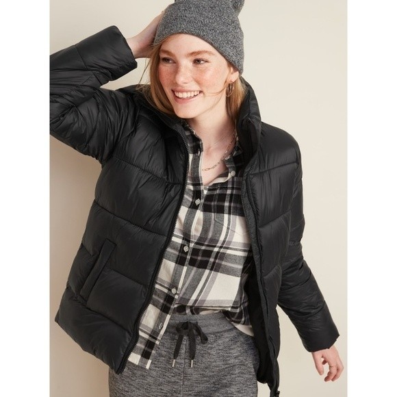 NWOT Old Navy frost free puffer black jacket with pockets XL - Picture 1 of 6
